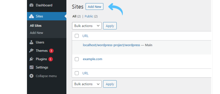 Add New button at the top