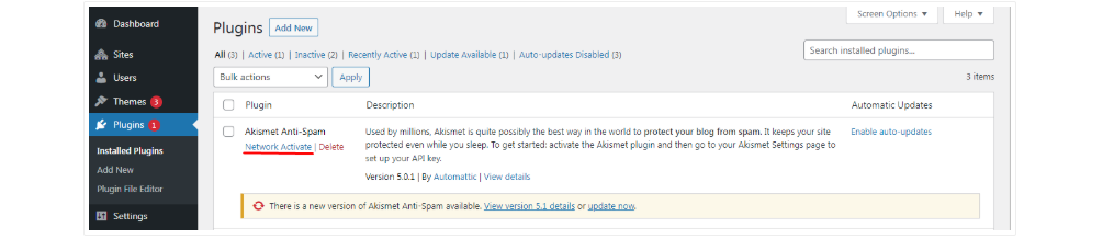 Installing plugins for your Multisite Network