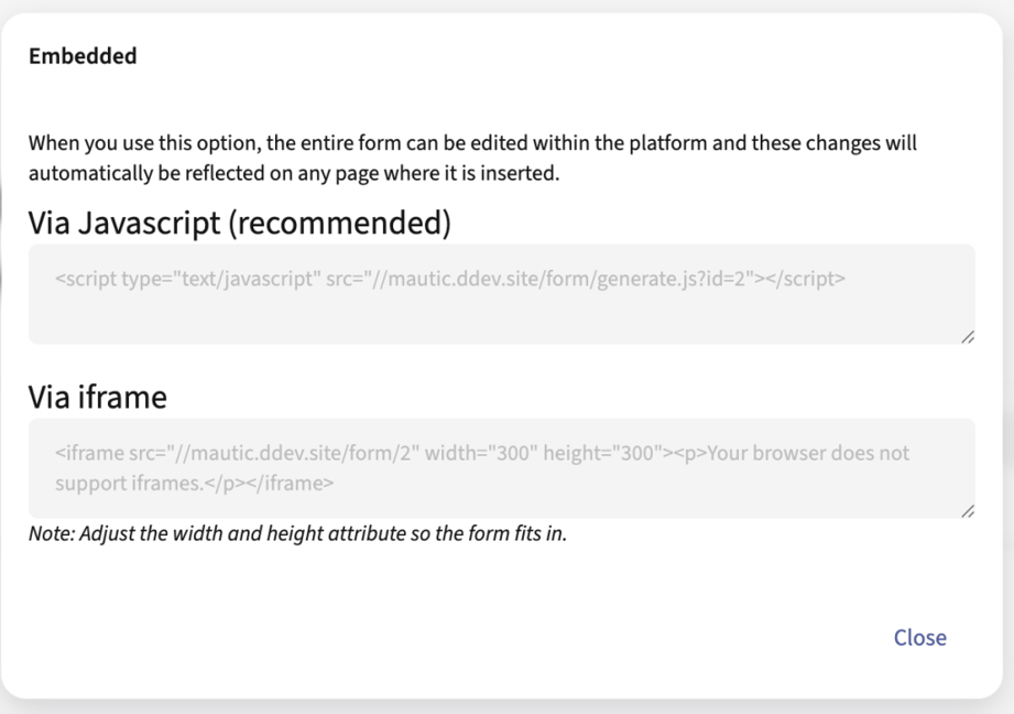 Embed a Mautic Form into Drupal